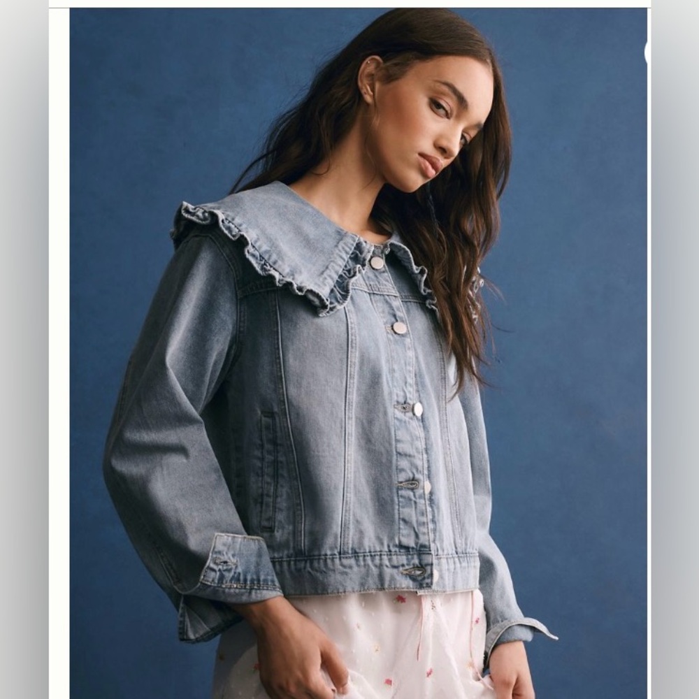 Anthropologie Mable Peter Pan Collar Denim Jacket